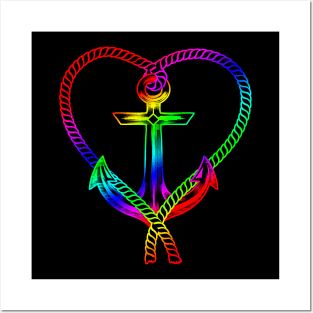 'Rainbow Heart With Anchor' Awesome LGBTQ Pride Day Gift Posters and Art